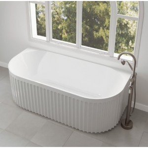 Eleanor Fluted Gloss White Back-to-wall style Acrylic Bath 1700